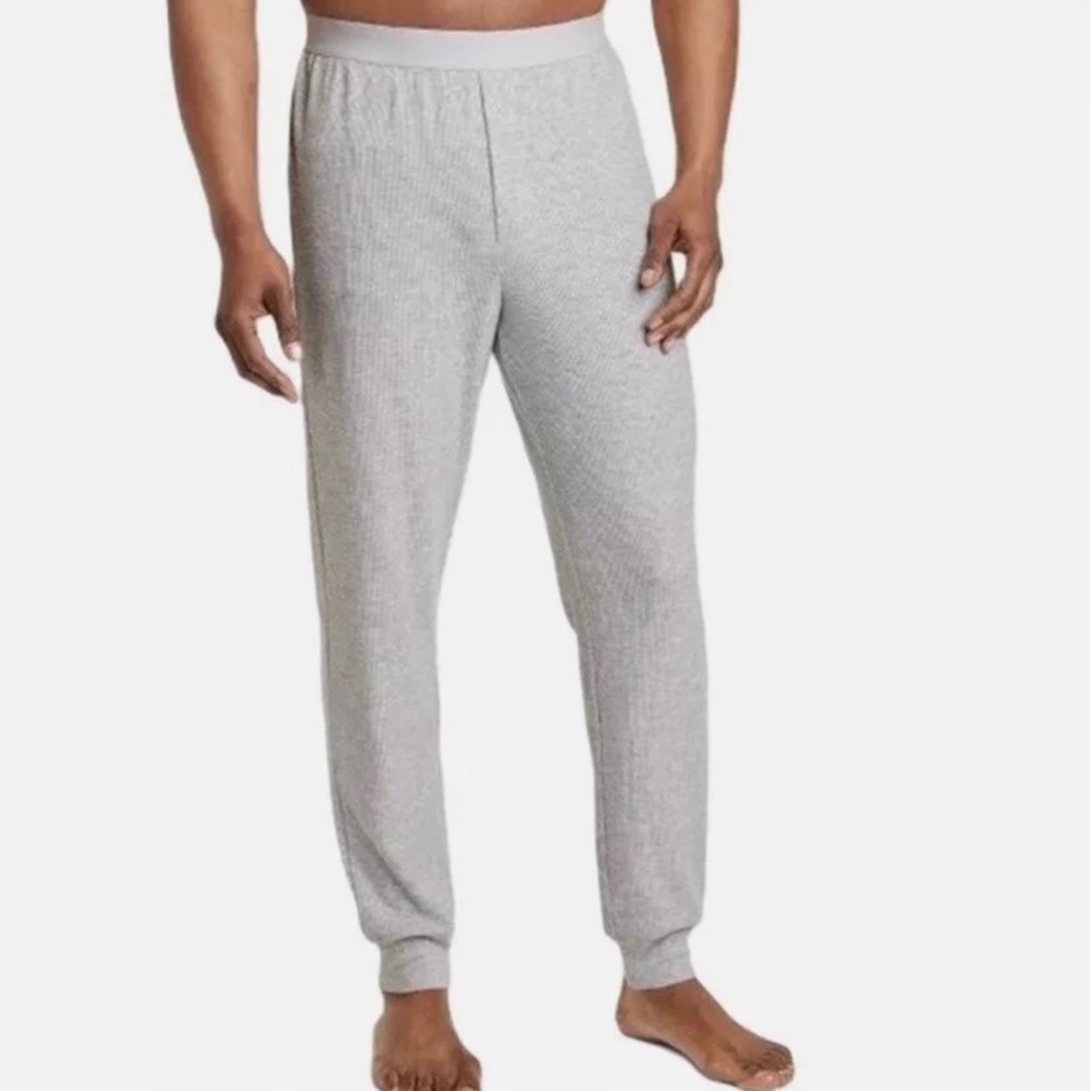 Mens Thermal Gray Elastic Lounge Pajama Pants Large WonderShop